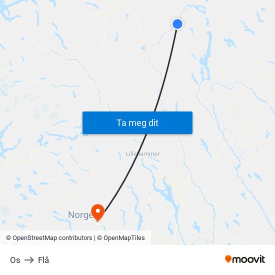 Os to Flå map