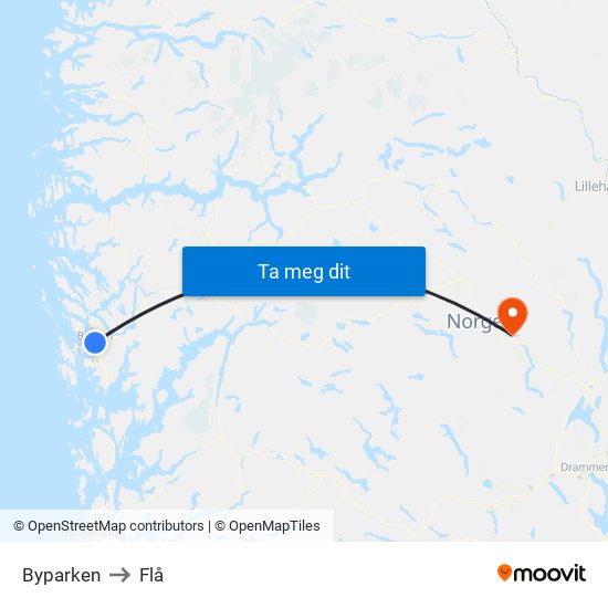 Byparken to Flå map