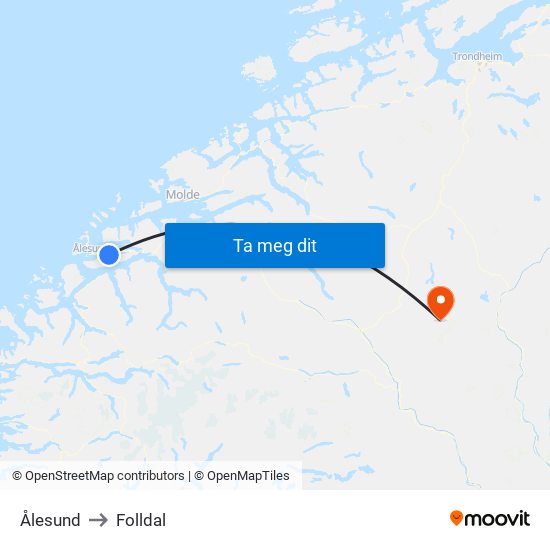 Ålesund to Folldal map