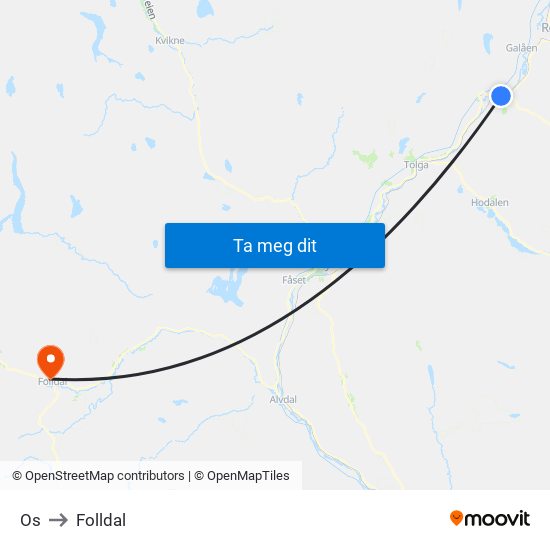 Os to Folldal map