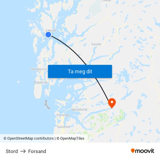 Stord to Forsand map