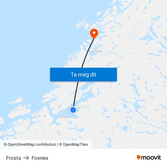 Frosta to Fosnes map