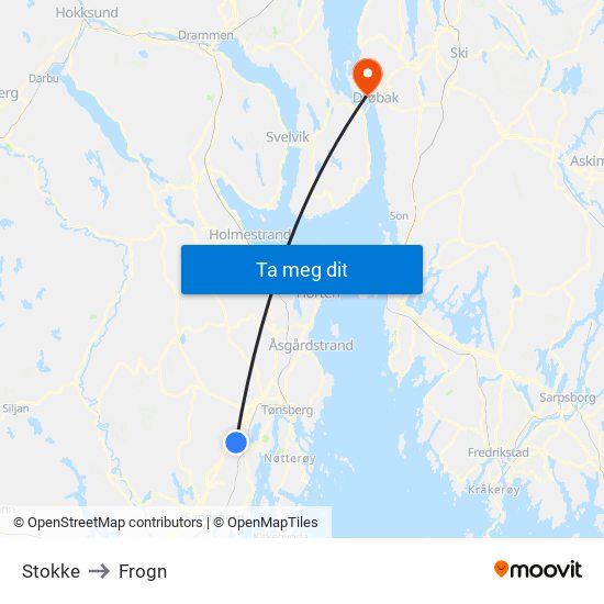 Stokke to Frogn map