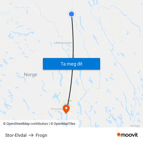 Stor-Elvdal to Frogn map