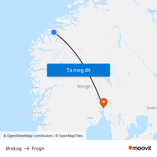 Ørskog to Frogn map