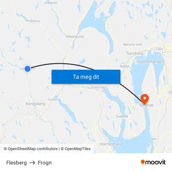 Flesberg to Frogn map