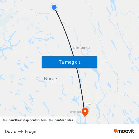 Dovre to Frogn map