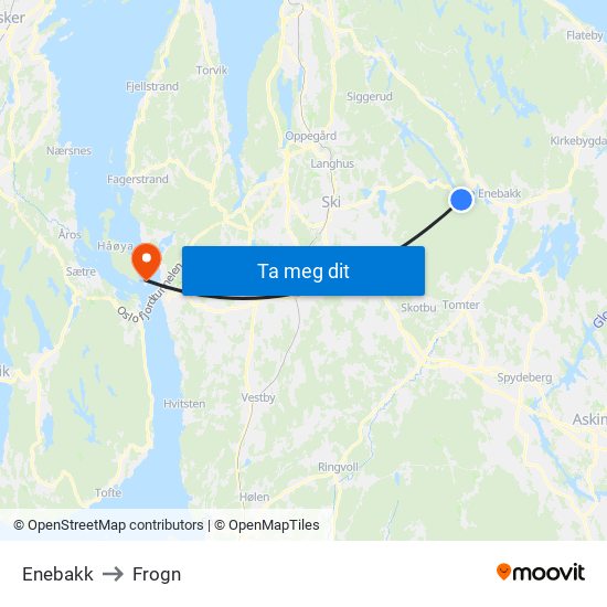 Enebakk to Frogn map
