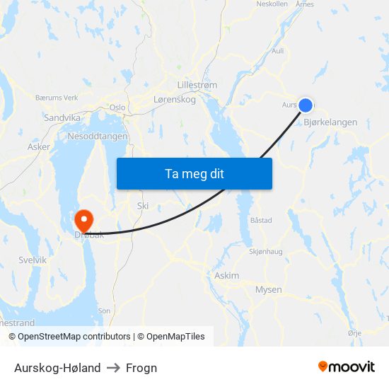 Aurskog-Høland to Frogn map