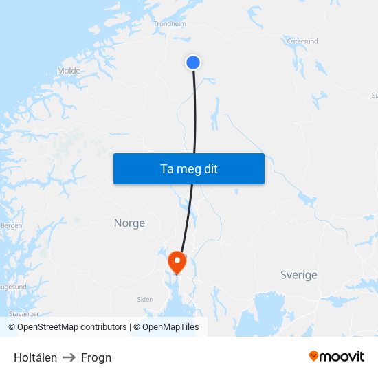 Holtålen to Frogn map