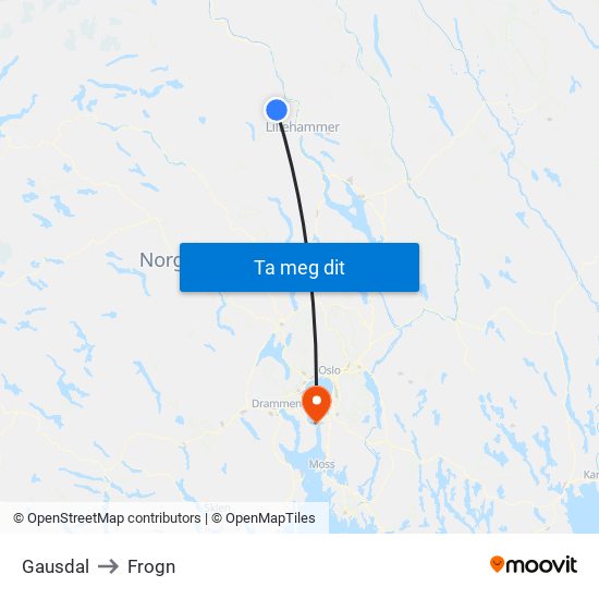 Gausdal to Frogn map