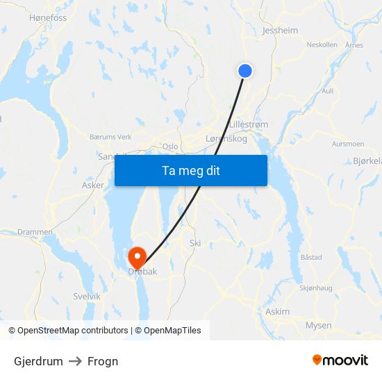 Gjerdrum to Frogn map