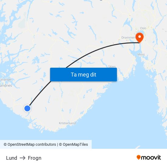 Lund to Frogn map