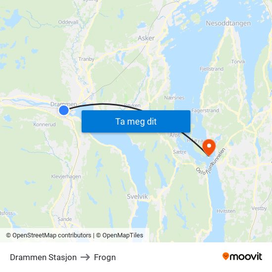 Drammen Stasjon to Frogn map