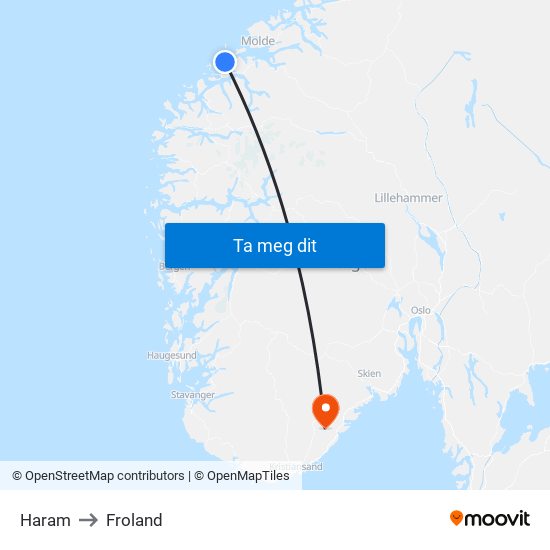 Haram to Froland map