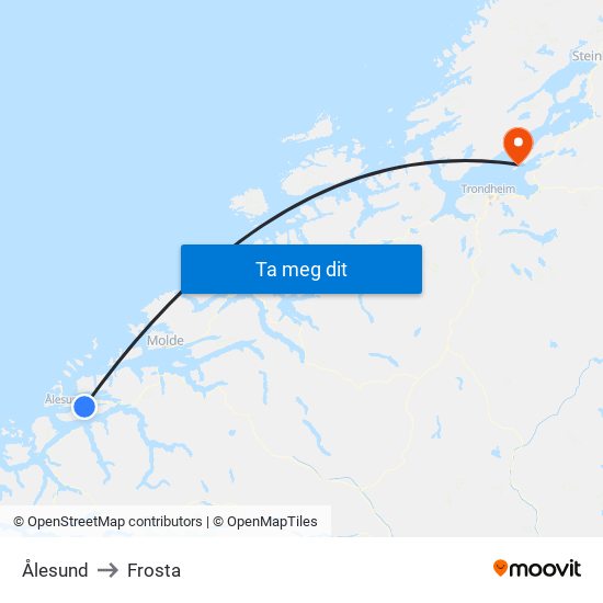 Ålesund to Frosta map