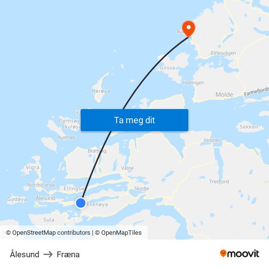 Ålesund to Fræna map