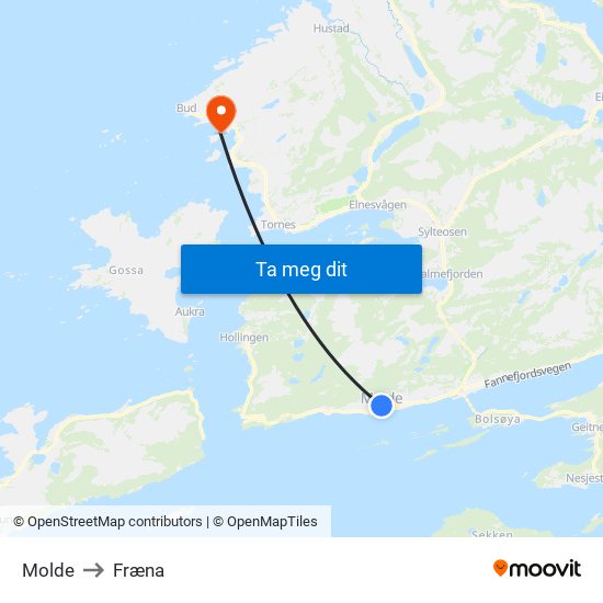 Molde to Fræna map