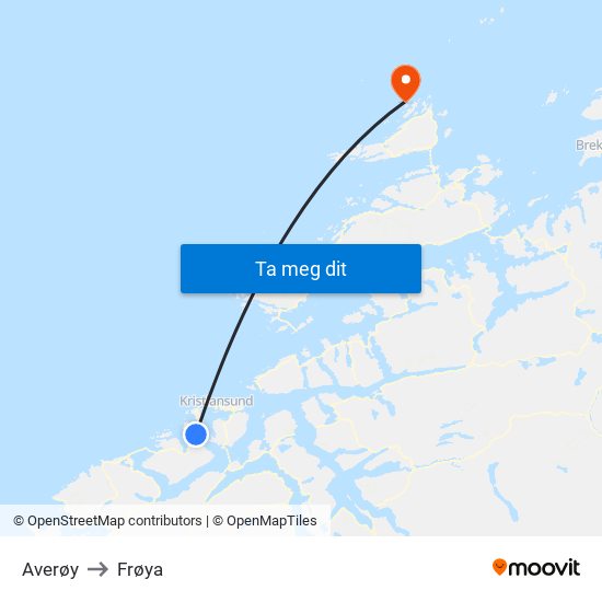 Averøy to Frøya map
