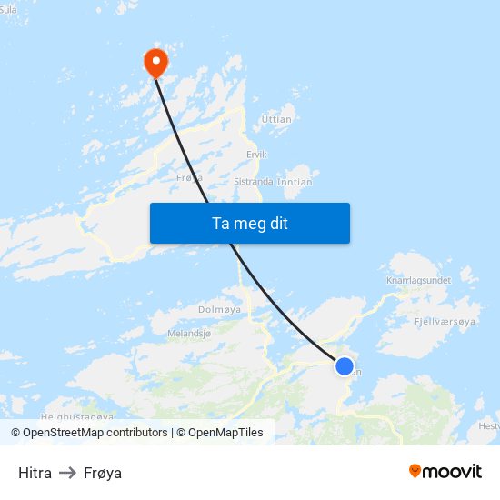 Hitra to Frøya map