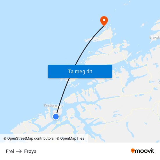 Frei to Frøya map