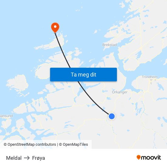 Meldal to Frøya map