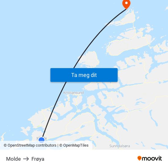 Molde to Frøya map