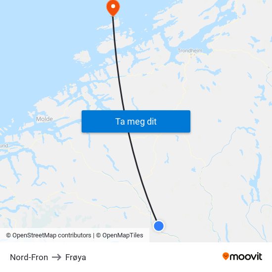 Nord-Fron to Frøya map