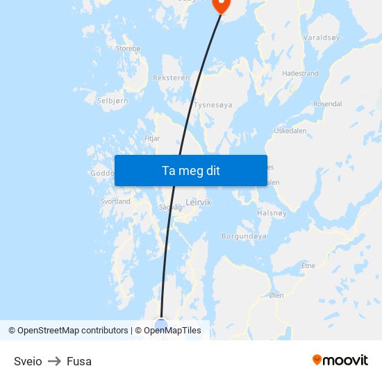 Sveio to Fusa map