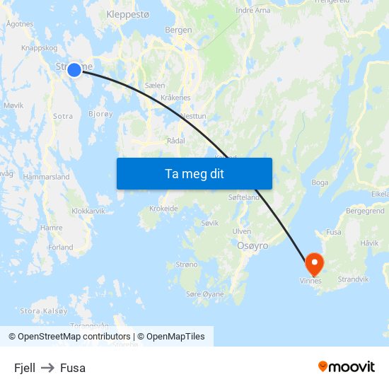 Fjell to Fusa map