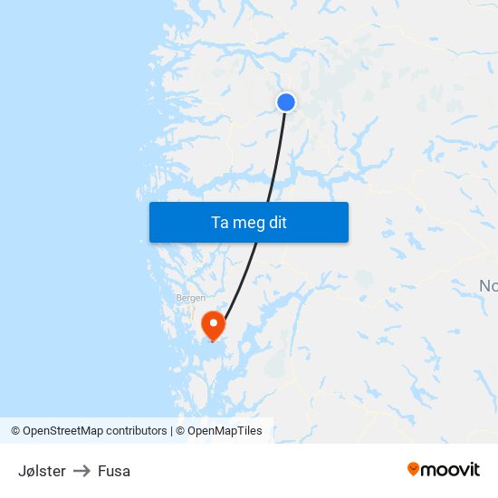 Jølster to Fusa map