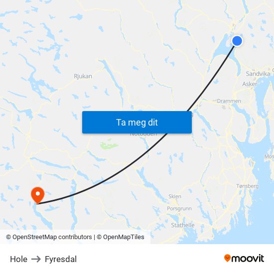 Hole to Fyresdal map