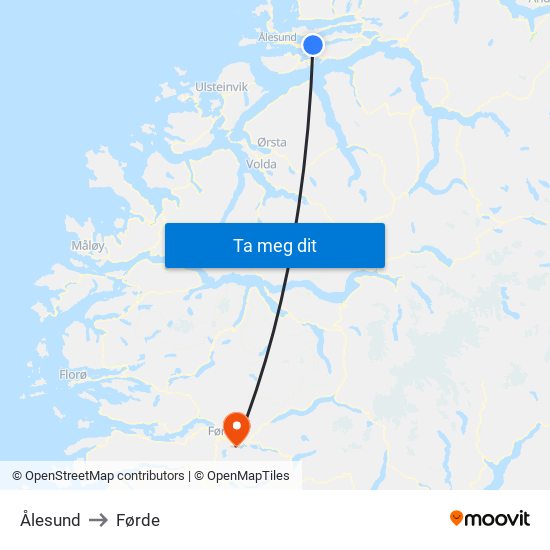 Ålesund to Førde map