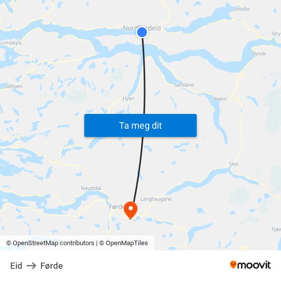 Eid to Førde map