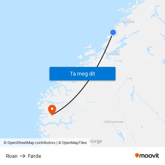 Roan to Førde map