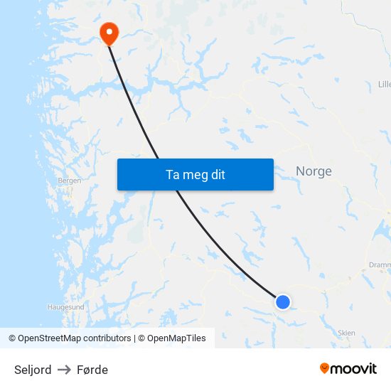 Seljord to Førde map