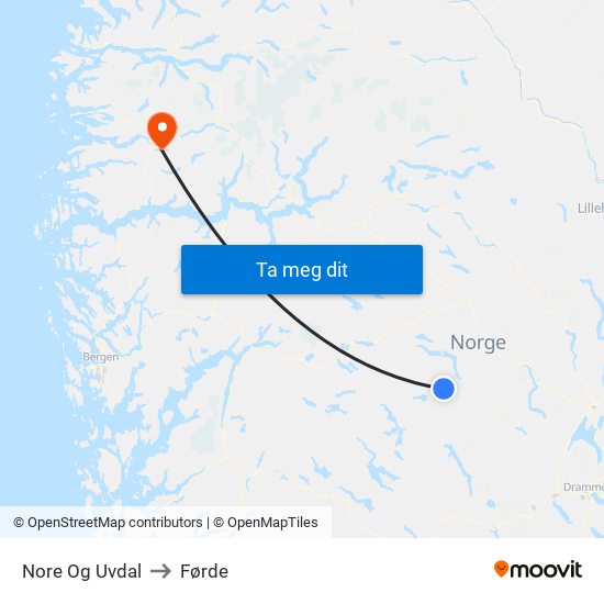 Nore Og Uvdal to Førde map