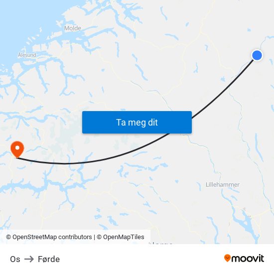 Os to Førde map