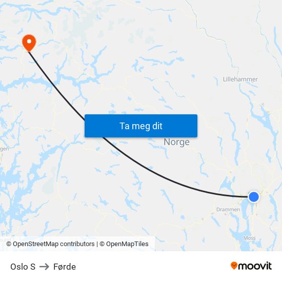 Oslo S to Førde map