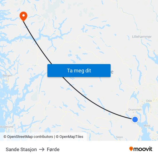 Sande Stasjon to Førde map