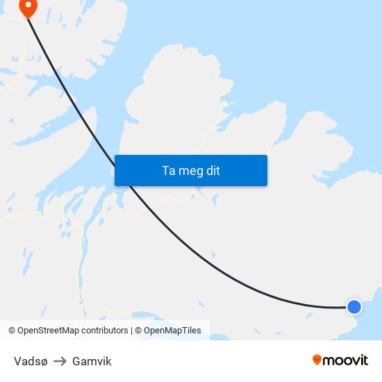 Vadsø to Gamvik map
