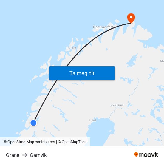 Grane to Gamvik map