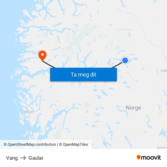 Vang to Gaular map