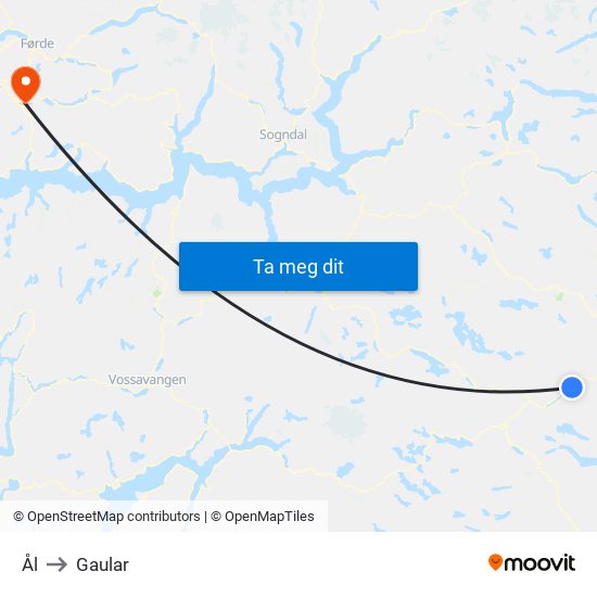 Ål to Gaular map