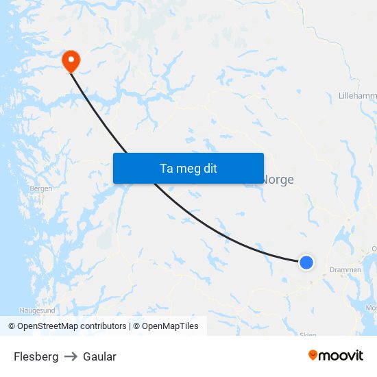 Flesberg to Gaular map