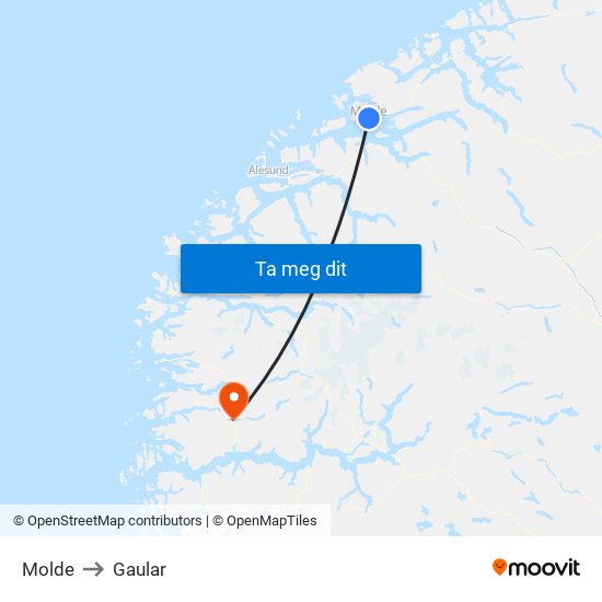 Molde to Gaular map