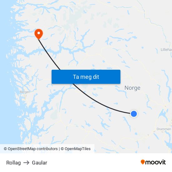 Rollag to Gaular map