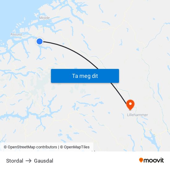 Stordal to Gausdal map
