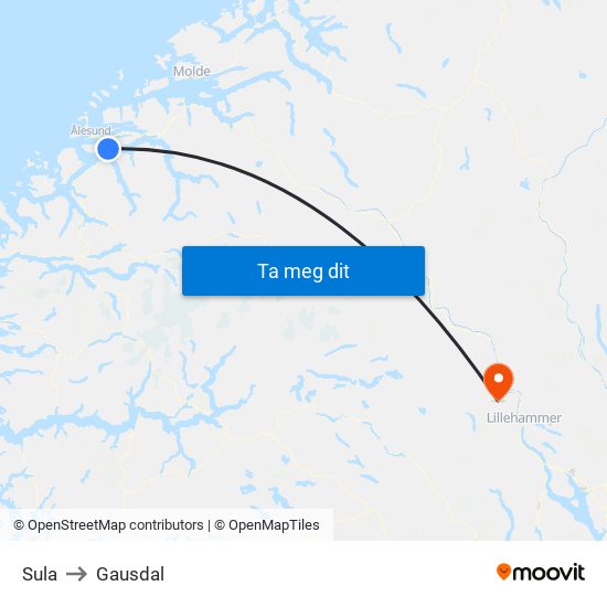 Sula to Gausdal map