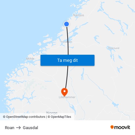 Roan to Gausdal map